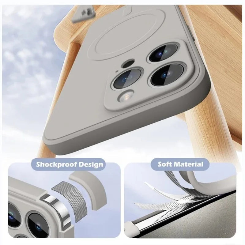 Original Liquid Silicone For Magsafe Wireless Charge Magnetic Case For iPhone 16 15 14 13 12 11 Pro X XR XS Max 7 8 Soft Cover