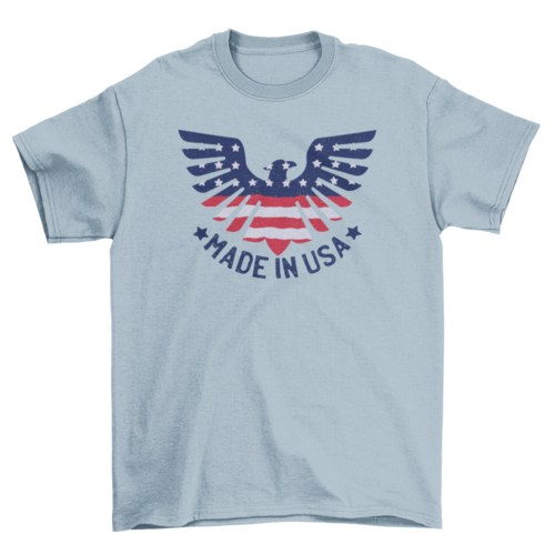 Eagle Spreading Wings Embedded American Flag Quote "Made in USA"