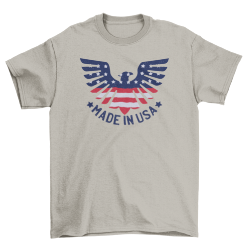 Eagle Spreading Wings Embedded American Flag Quote "Made in USA"