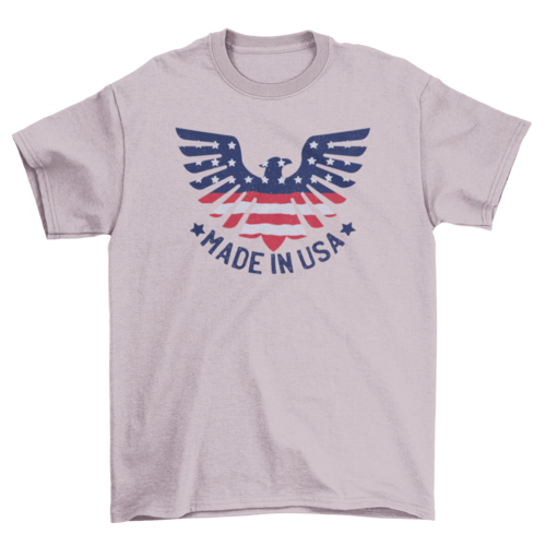 Eagle Spreading Wings Embedded American Flag Quote "Made in USA"