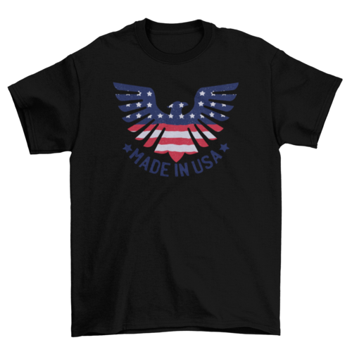 Eagle Spreading Wings Embedded American Flag Quote "Made in USA"