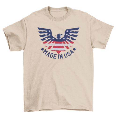 Eagle Spreading Wings Embedded American Flag Quote "Made in USA"